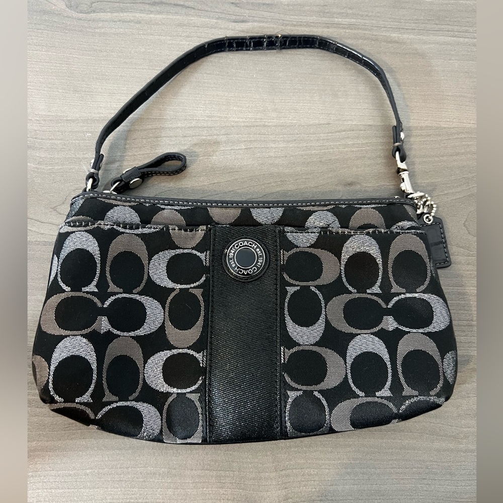 Coach Black Logo Wristlet